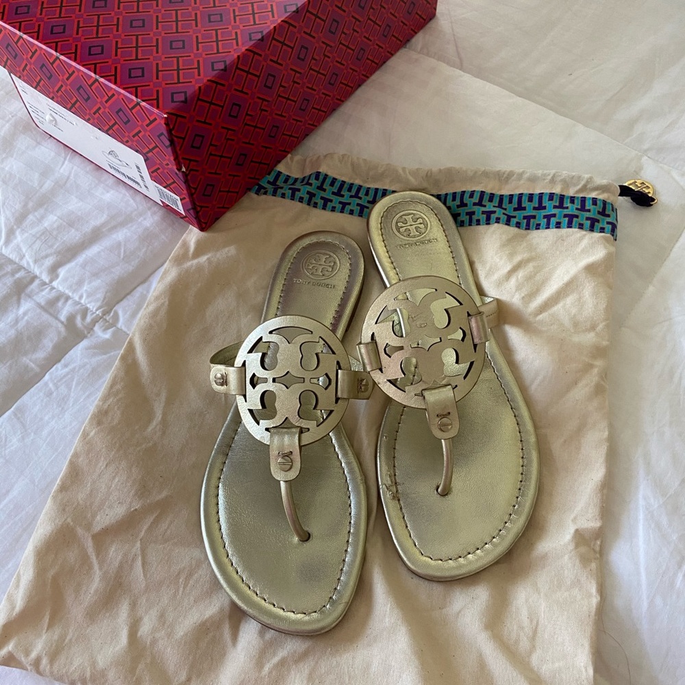 Tory Burch Metallic Gold Miller Sandals